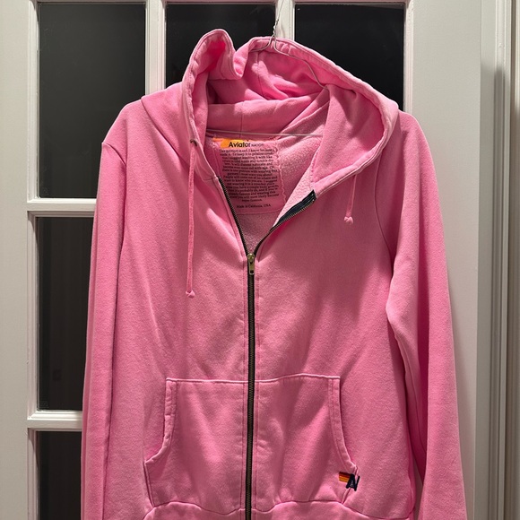 Aviator Nation Vibrant Pink Zip-Up Hoodie - Picture 1 of 2